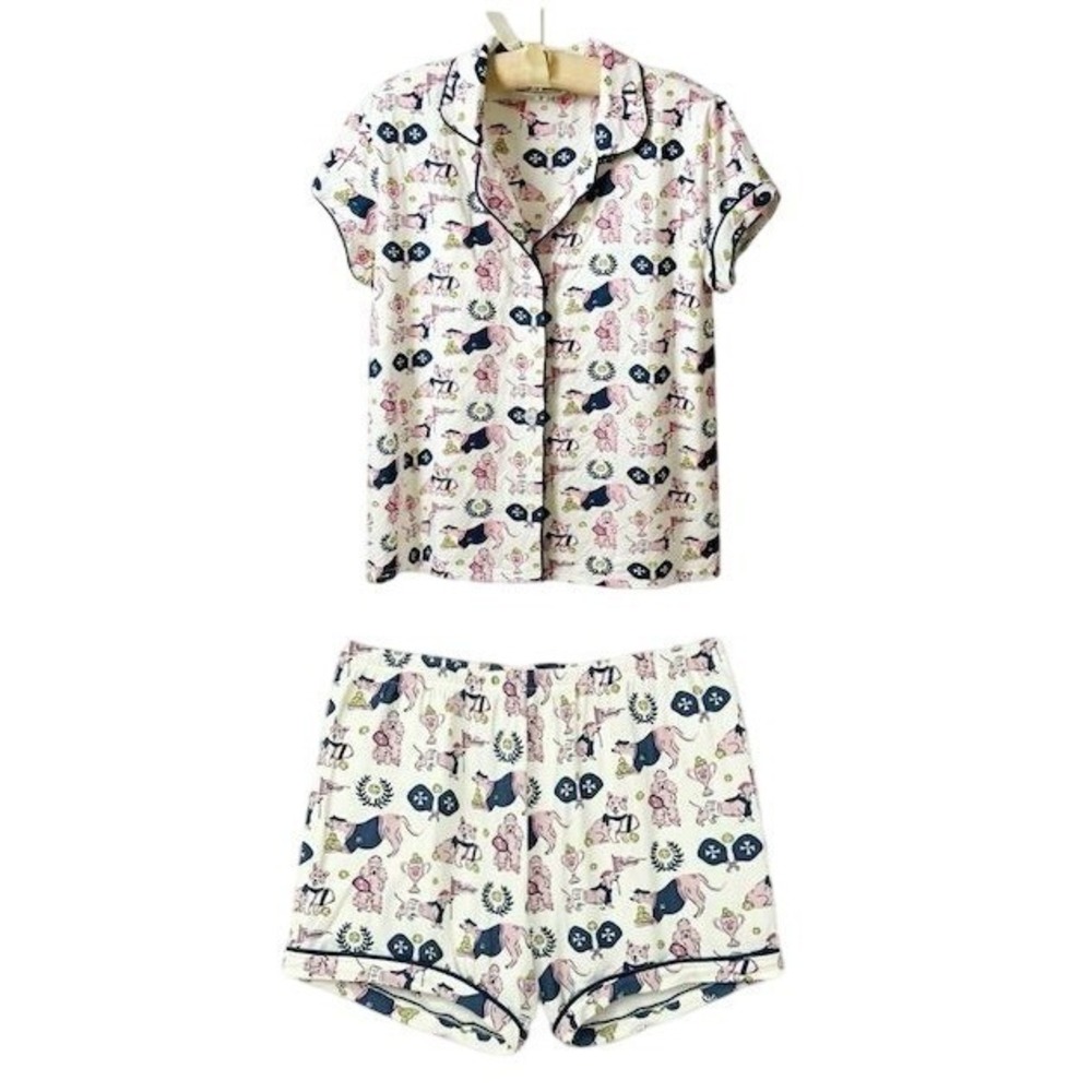 Toss Designs Women's Pajama Set SMALL White Dogs Cami Summer Sleepwear - CJ